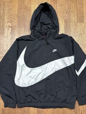 Nike Sportswear NSW Anorak Big Swoosh Check 1/4 Zip Windbreaker Jacket Mens M